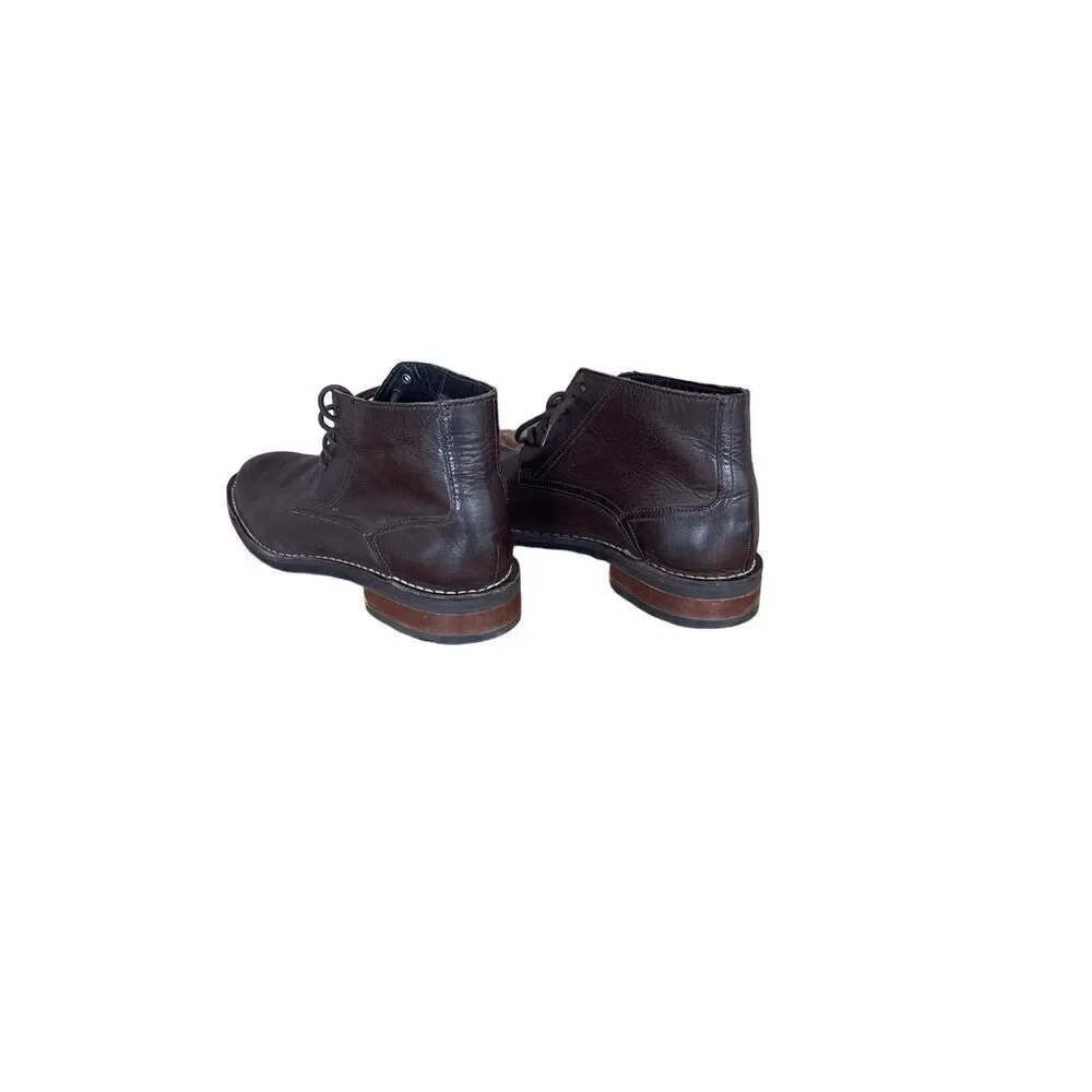 Cole Haan Mens Brown Leather Lace Up Almond Toe Chukka Boots Size 10